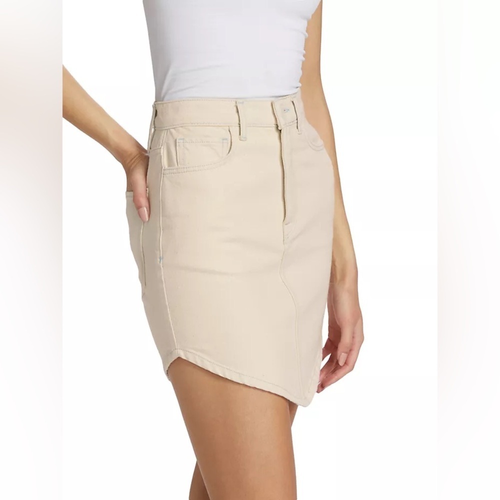 NWT - Triarchy Ms. Hart Denim Mini Skirt in Off White- Size 27 (US 4) - Picture 4 of 7